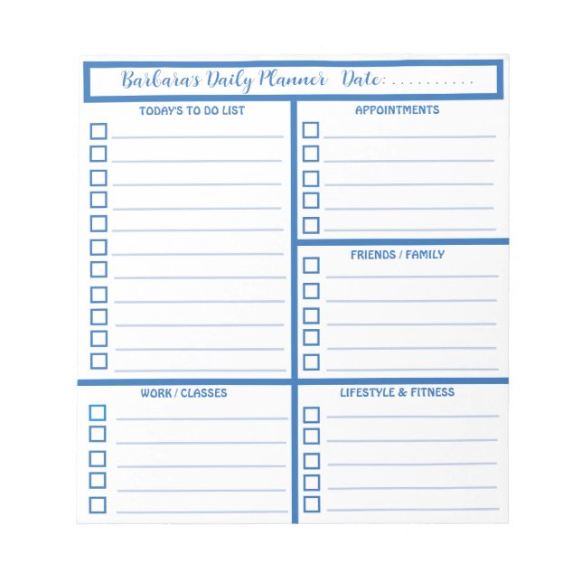 Daily Planner Simple Modern Professional   Notepad (Front)