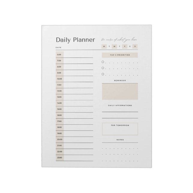 Daily Planner - Task Organization for Work & Home Notepad (Rotated)