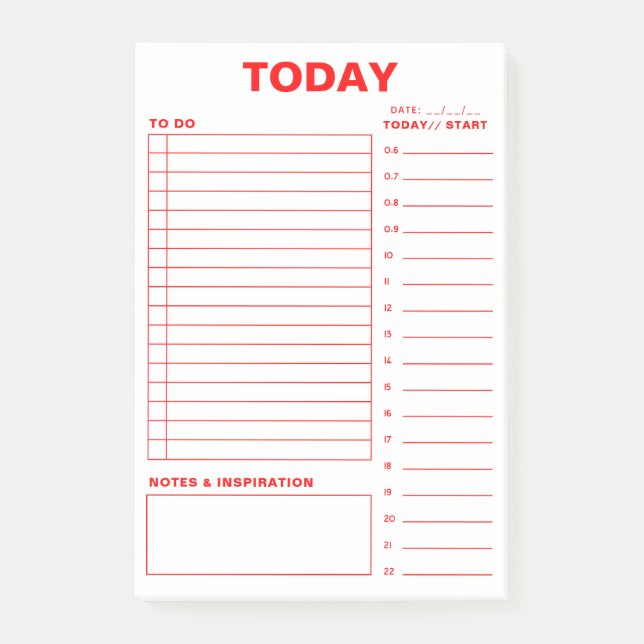 Daily Planner To Do List Minimalist Design Post-it Notes (Front)
