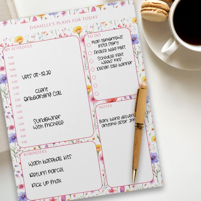 Daily Planner Wildflower Schedule and To Do Lists Notepad (Colorful Wildflower Daily Planner)