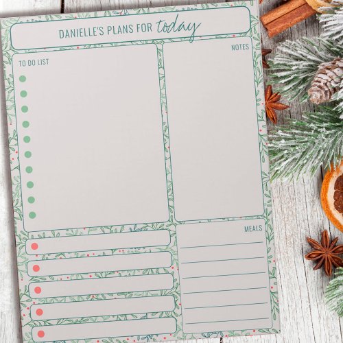 Daily Planner Winter Greenery Note Meal To Do List