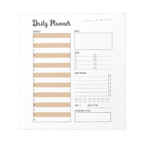 Daily Planner with Monday Start Beige 55x6 Notepad