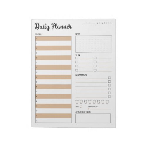 Daily Planner with Monday Start Beige 85 x 11 Notepad
