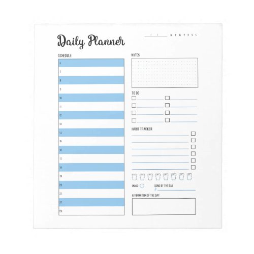 Daily Planner with Monday Start Blue 55x6 Notepad