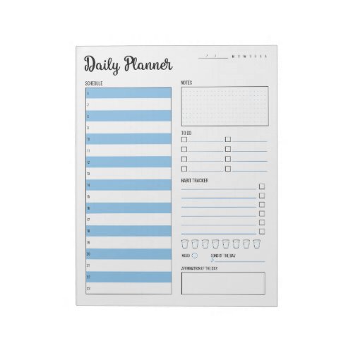 Daily Planner with Monday Start Blue 85 x 11 Notepad