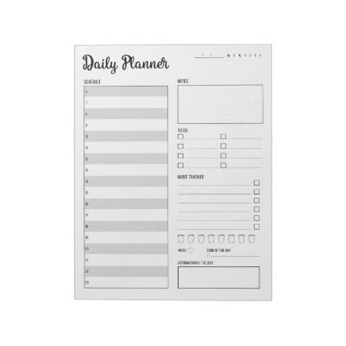 Daily Planner with Monday Start Gray 85 x 11 Notepad