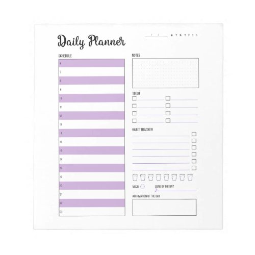 Daily Planner with Monday Start Purple 55x6 Notepad