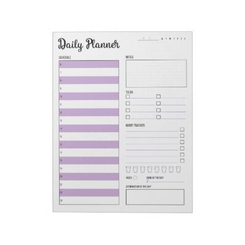 Daily Planner with Monday Start Purple 85 x 11 Notepad