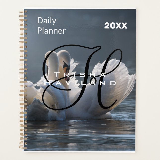 Daily Planner with Monogram - Swans (Front)