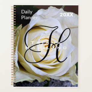 Daily Planner with Monogram - White Rose