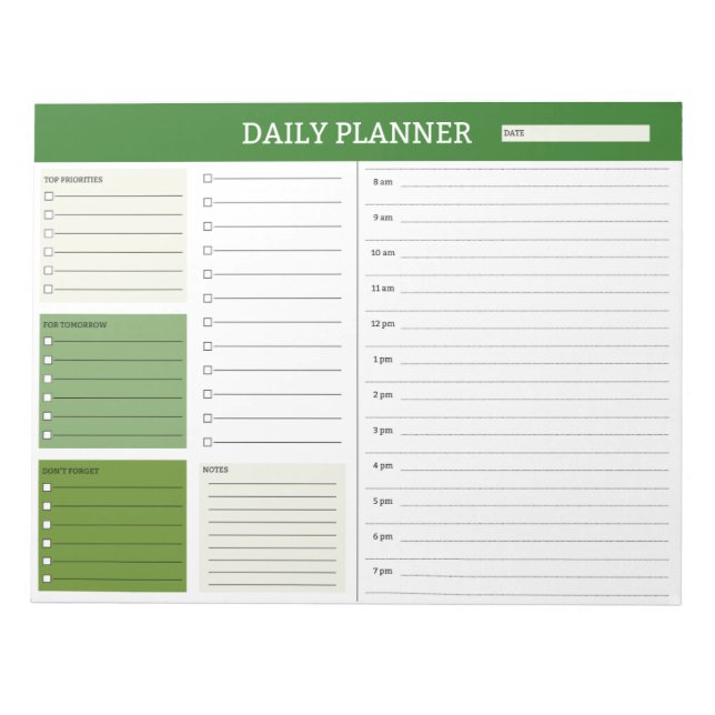 Daily Planner with Schedule Notepad (Front)