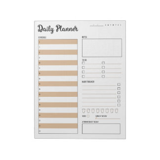 Daily Planner with Sunday Start (Beige) 8.5 x 11" Notepad