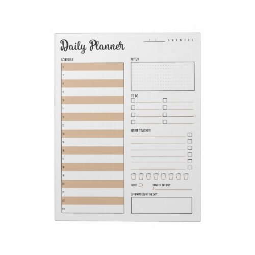 Daily Planner with Sunday Start Beige 85 x 11 Notepad
