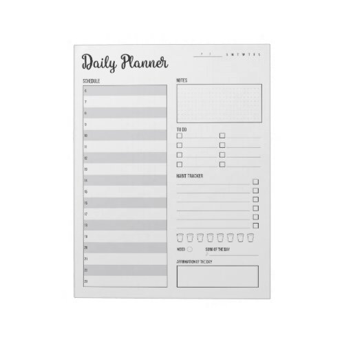 Daily Planner with Sunday Start Grey 85 x 11 Notepad