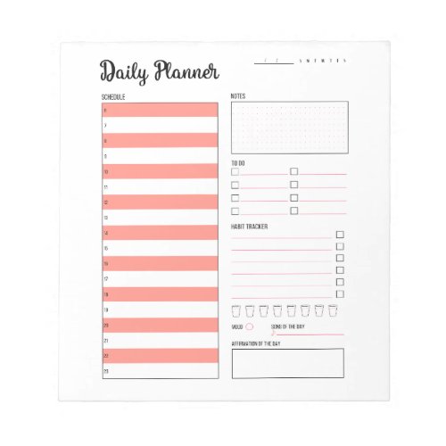 Daily Planner with Sunday Start Pink 55x6 Notepad