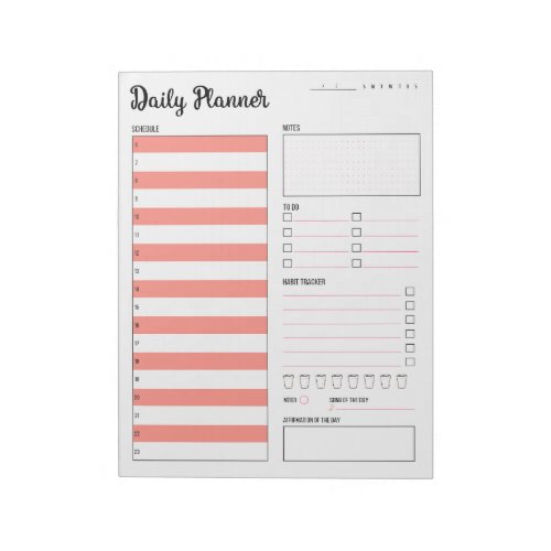 Daily Planner with Sunday Start Pink 85 x 11 Notepad
