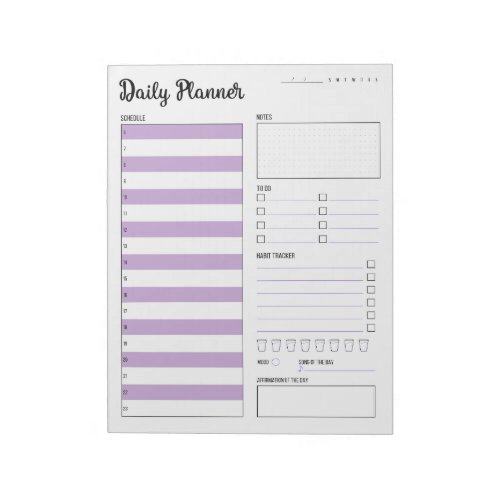 Daily Planner with Sunday Start purple 85 x 11 Notepad