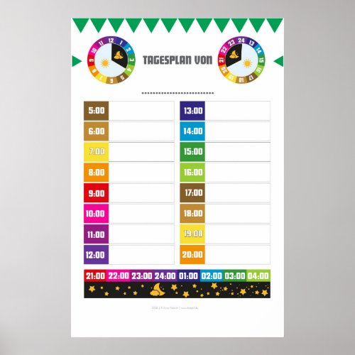 Daily planners real_time learning clocksde daily  poster