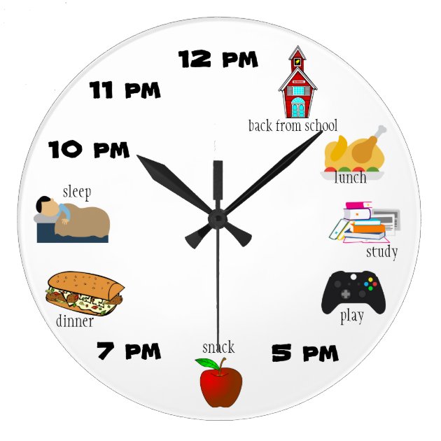 daily schedule with clock for kids