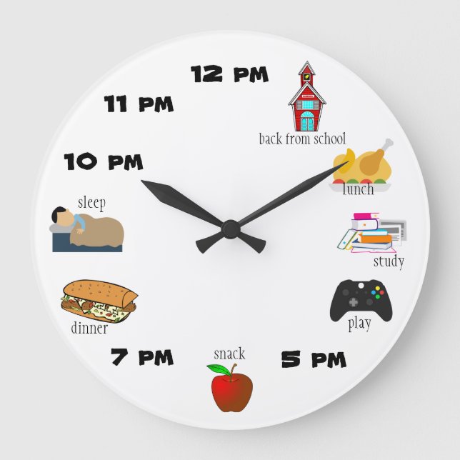 daily pm routine o'clock large clock (Front)