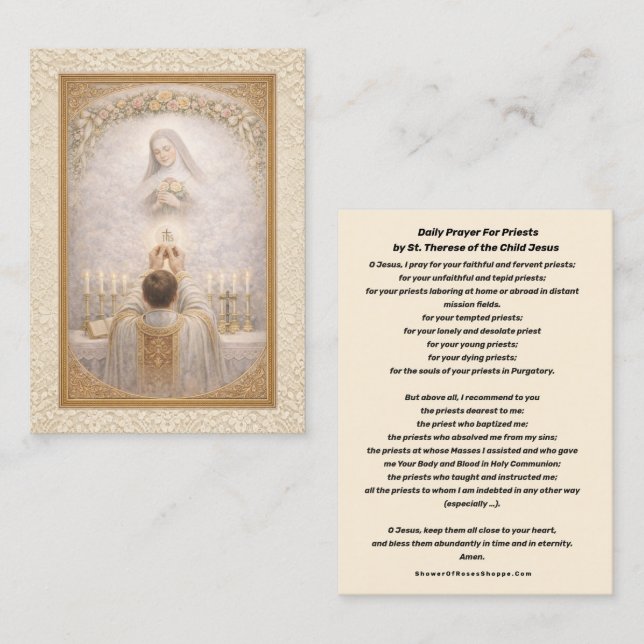 Daily Prayer for Priests by St. Therese Holy Card (Front/Back)
