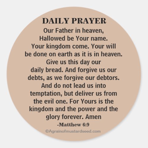 Daily Prayer Our Father NKJV Classic Round Sticker