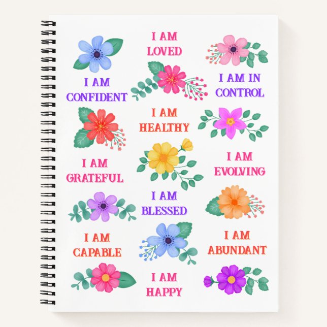 Daily Reminders Positive Motivational Affirmation  Notebook (Front)