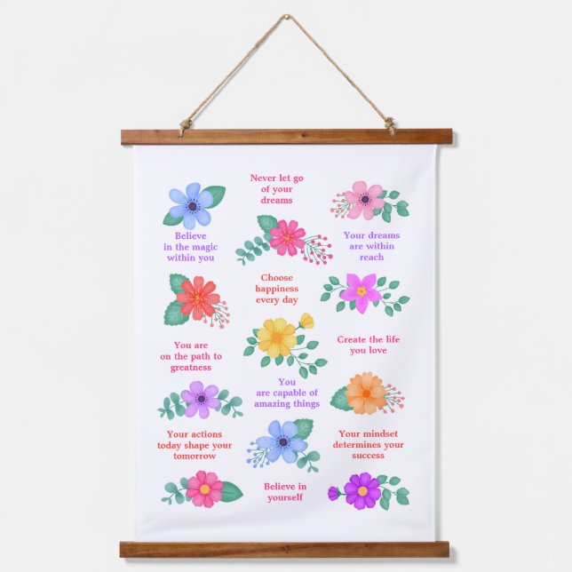 Daily Reminders Positive Motivational Quotes Hanging Tapestry (Front)