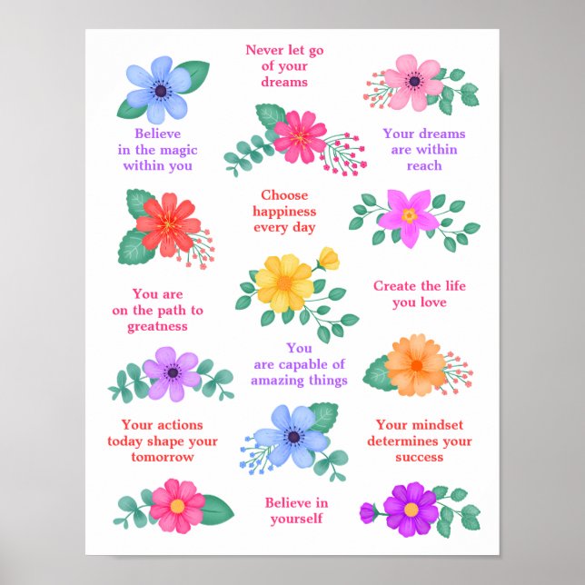 Daily Reminders Positive Motivational Quotes Poster (Front)