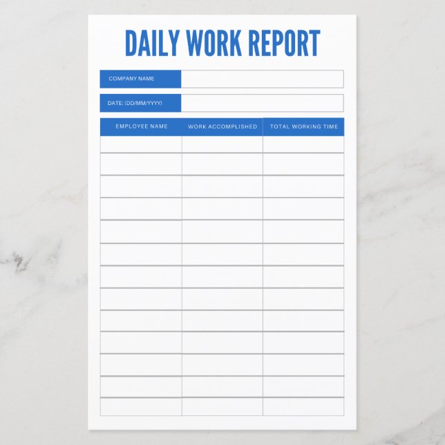 Daily report (Front)