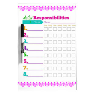 Daily Responsibilities Chart Dry Erase Board