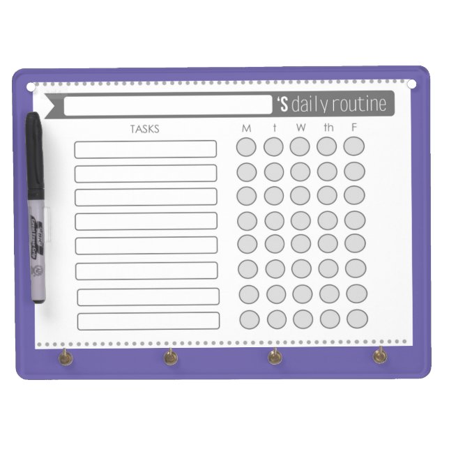 Daily Routine Chart Dry Erase Board With Keychain Holder (Front)