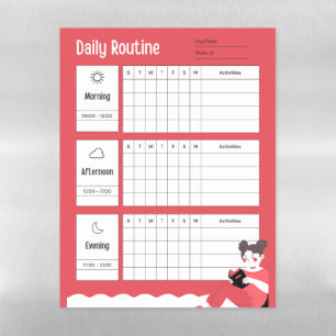 Daily Routine Chart Morning Afternoon Evening Magnetic Dry Erase Sheet