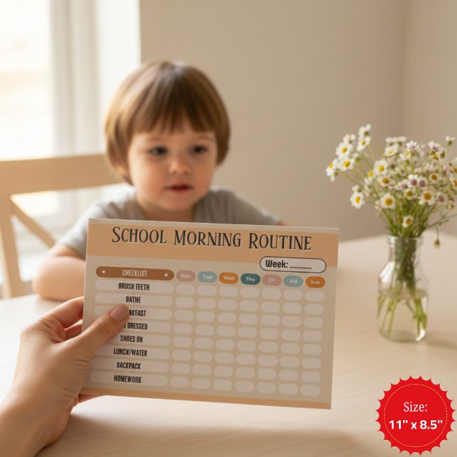 Daily Routine Checklist for Kids Morning & School  Notepad (Daily Routine Checklist for Kids Morning & School Notepad)