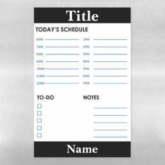 Daily Schedule 1 Magnetic Dry Erase Sheet