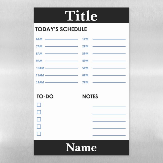 Daily Schedule 1 Magnetic Dry Erase Sheet (Vertical)