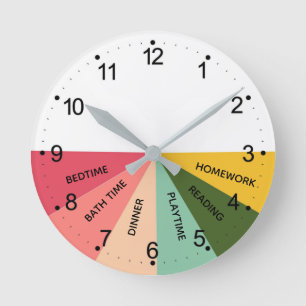 Daily Schedule Colors Round Clock