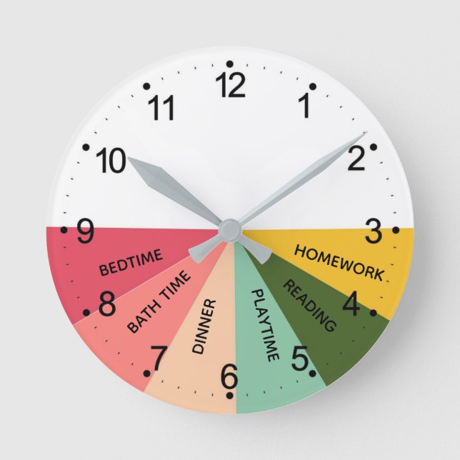 Daily Schedule Colors Round Clock  (Front)