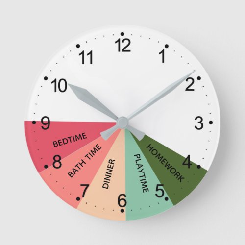Daily Schedule Colors Round Clock 
