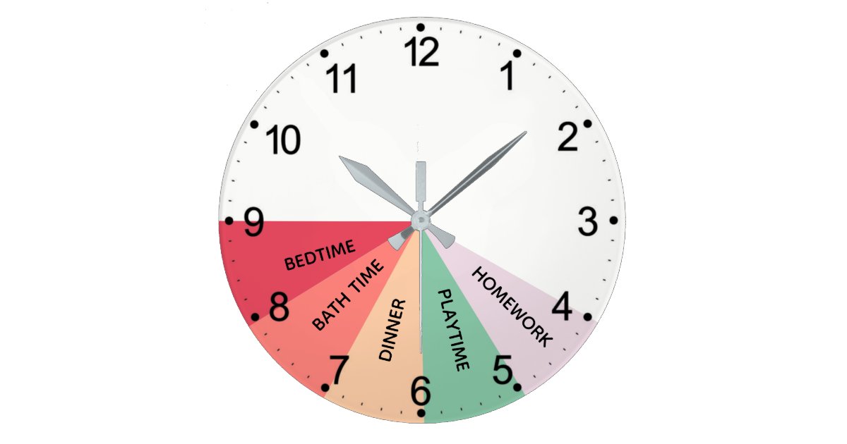 Daily Schedule Colors Round Clock Zazzle