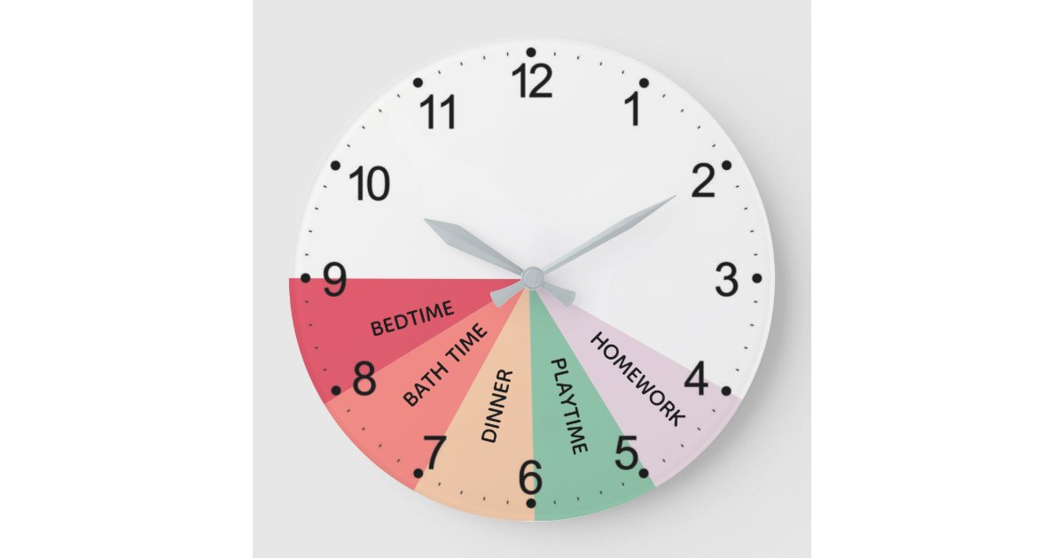 Daily Schedule Colors Round Clock | Zazzle