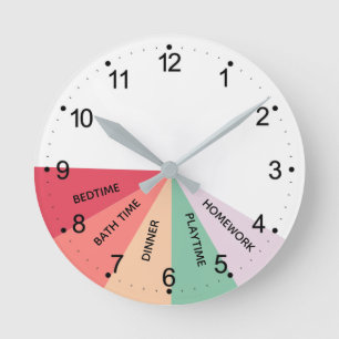 Daily Schedule Colors Round Clock