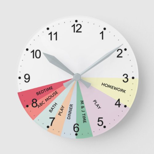 Daily Schedule Colors Round Clock