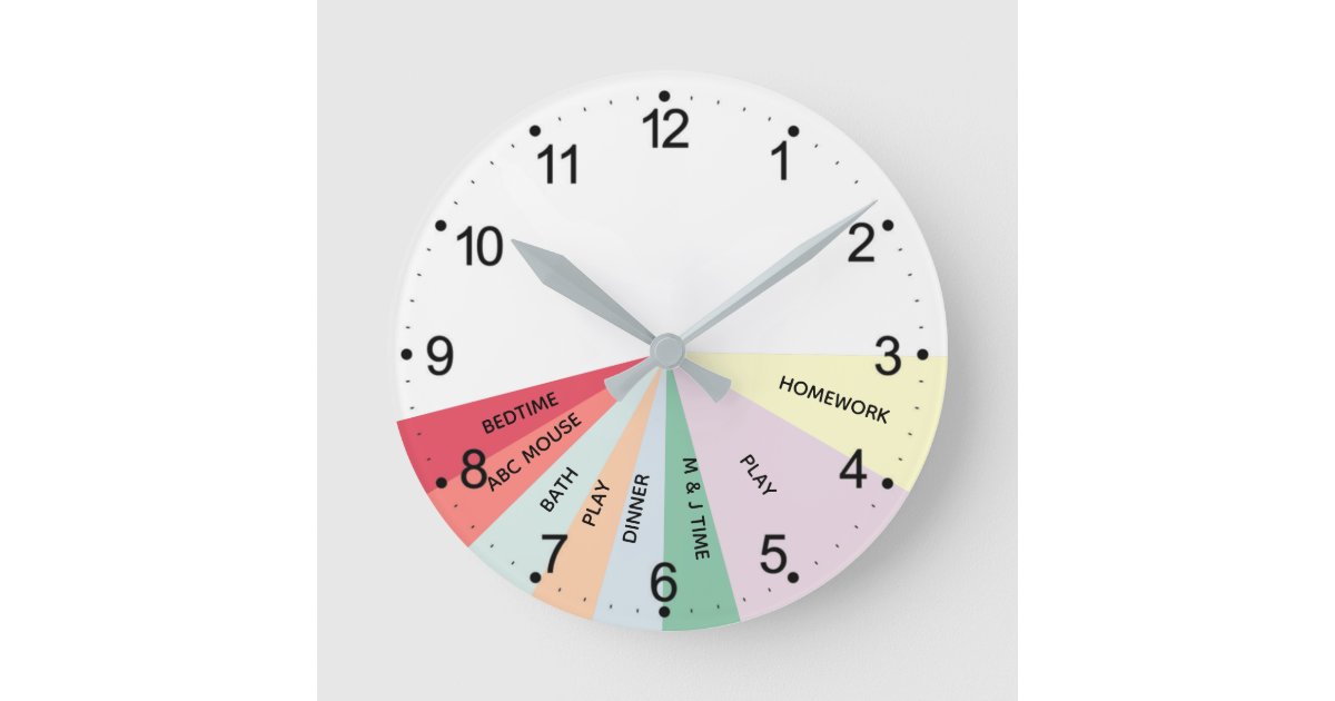 Daily Schedule Colors Round Clock Zazzle