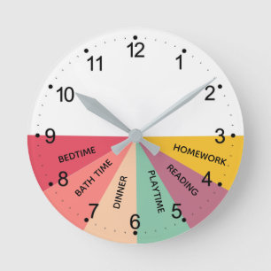 Daily Schedule Colors Round Clock