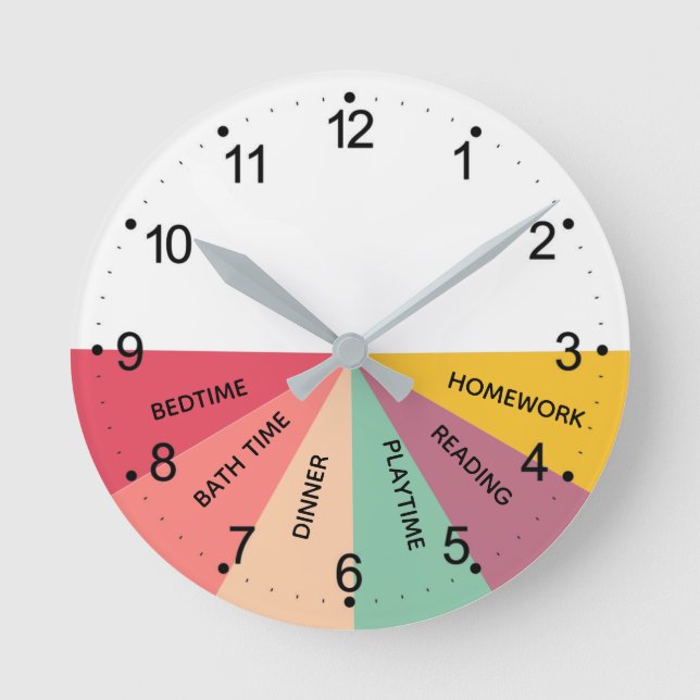 Daily Schedule Colors Round Clock  (Front)