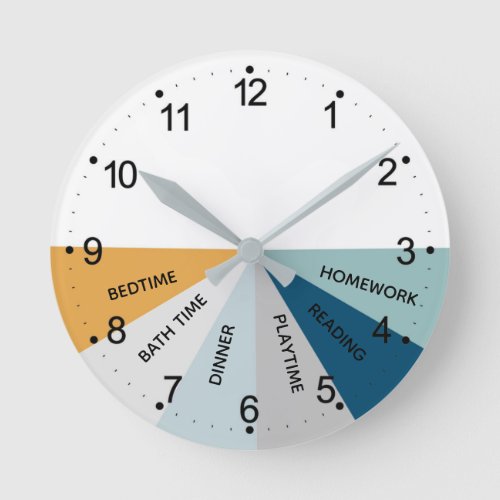 Daily Schedule Colors Round Clock 