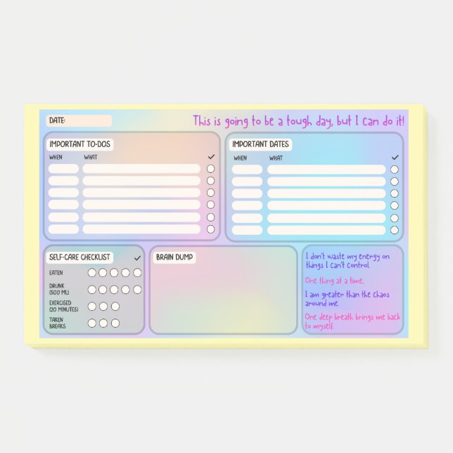 Daily Schedule for Focus & Self-Care Post-Its Post-it Notes (Front)