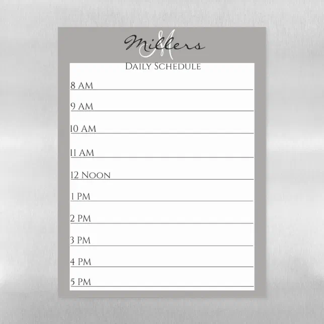 Daily Schedule Hourly Custom Home School Work Dry Erase Sheet