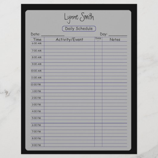 Daily Schedule Just Plain Black (Front)